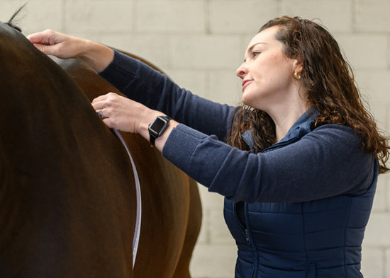 Woman using a Weigh Tape on a horse
